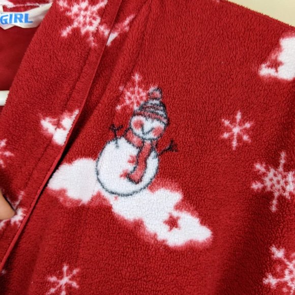 LaSenza Girl Red Christmas Bathrobe with Snowman and Snowflakes Medium - Picture 5 of 17